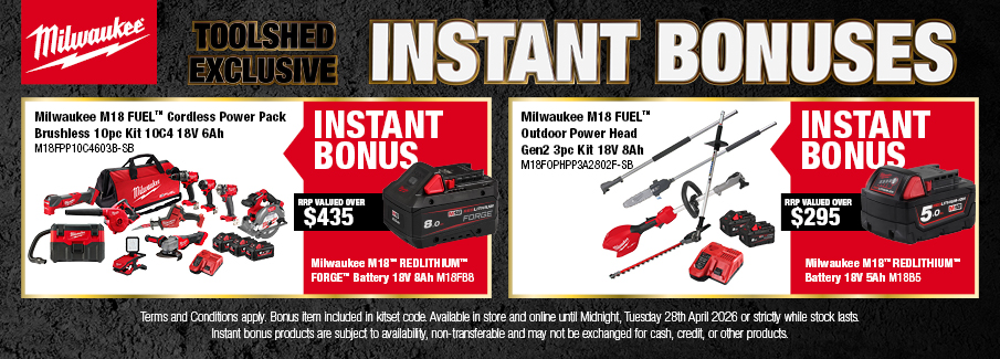 Milwaukee TS Exclusive Instant Bonuses 23 - 28 Apr 2026